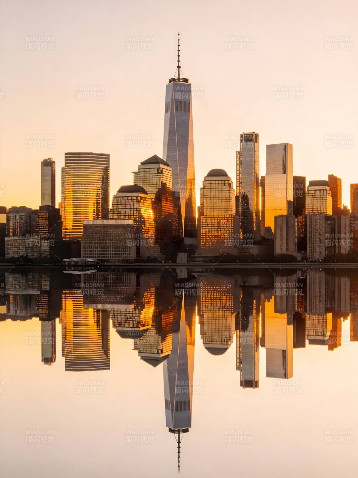 金色倒影 曼哈顿天际线图片
