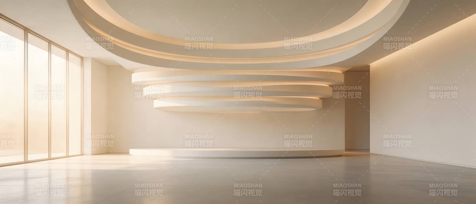 现代极简弧形吊顶空间图片