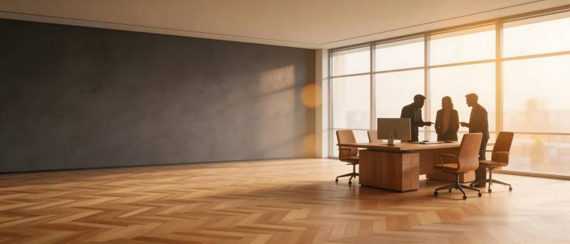 夕阳下的会议室剪影图片