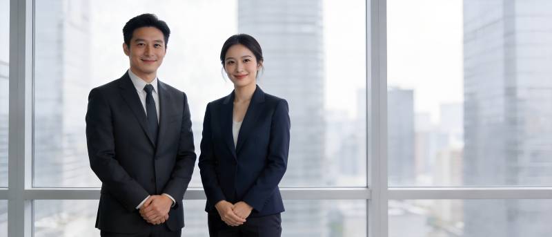 商务精英窗前景象图片