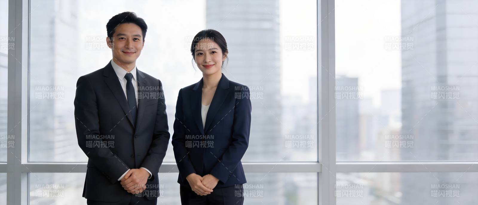 商务精英窗前景象图片