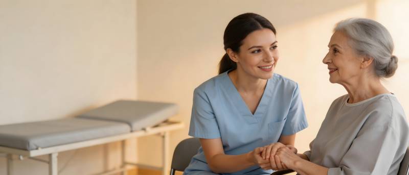 护士握老人手 温情照护瞬间图片