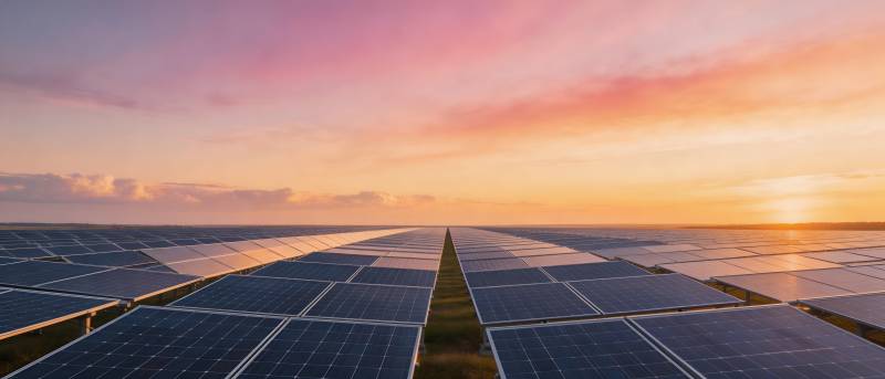 夕阳下的光伏矩阵图片