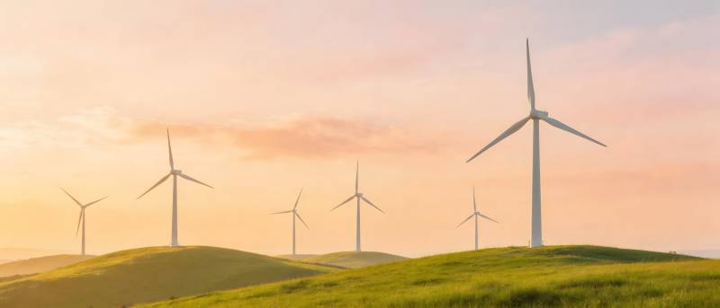 风车映霞 绿野储能景图片