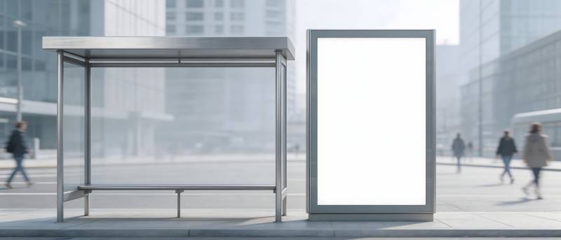 城市公交站空白广告牌图片