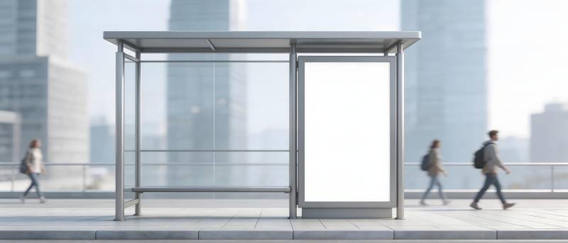 城市公交站台行人匆匆图片