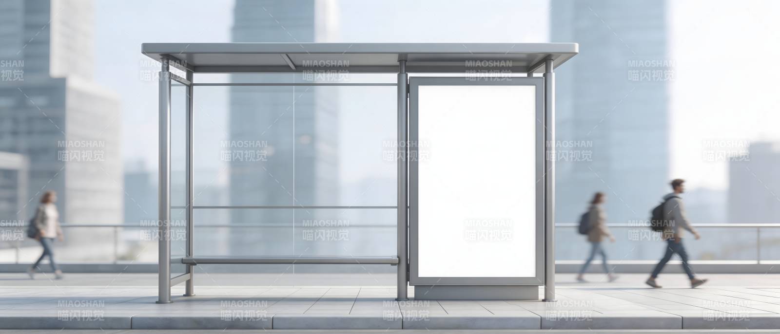 城市公交站台行人匆匆图片