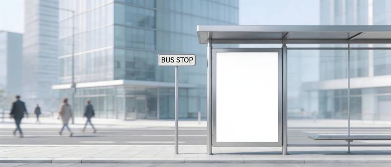 城市公交站空白广告牌图片