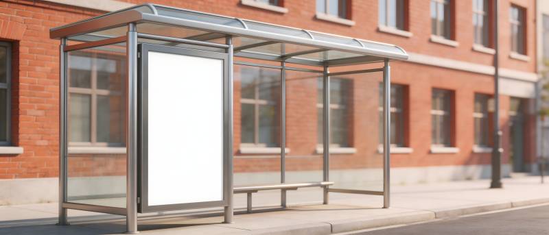 街边公交站台广告牌图片