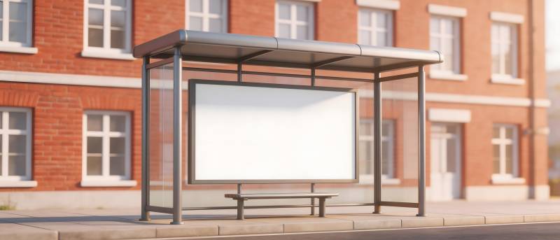 街边公交站台广告牌图片