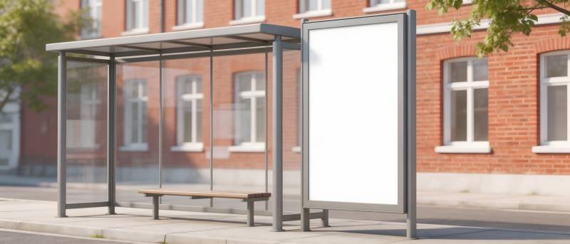 公交站牌与空白广告牌图片