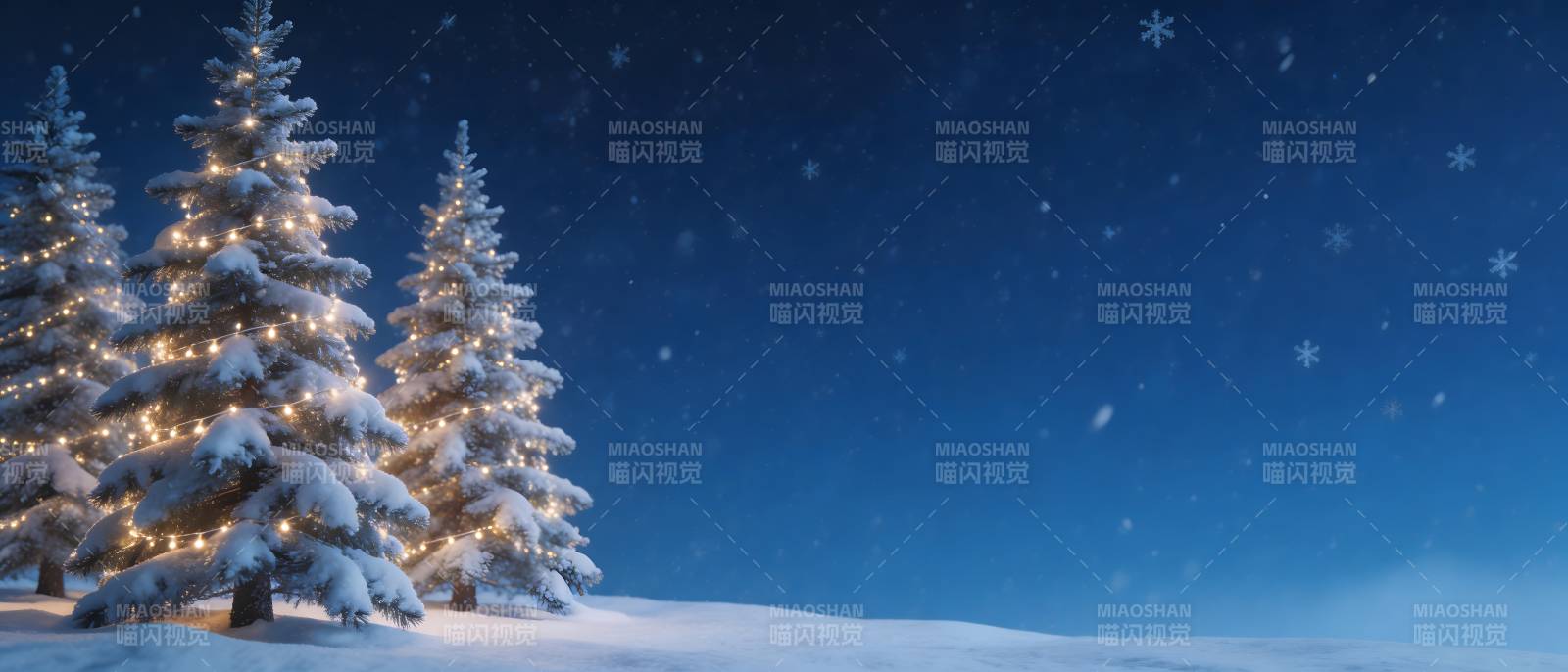 雪夜松灯 静谧圣诞梦图片