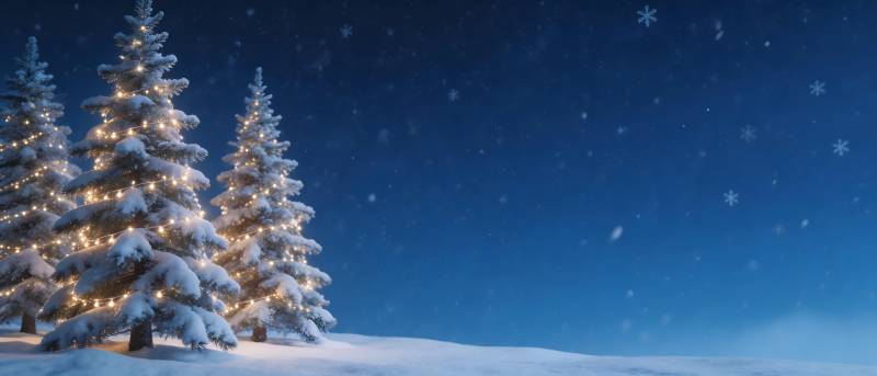 雪夜松灯 静谧圣诞梦图片