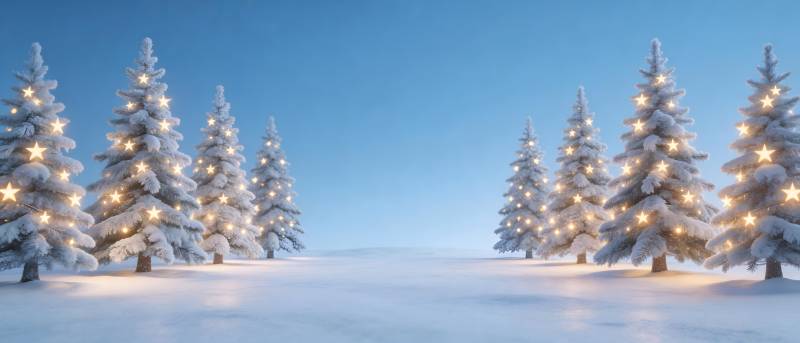 雪夜星光圣诞树图片