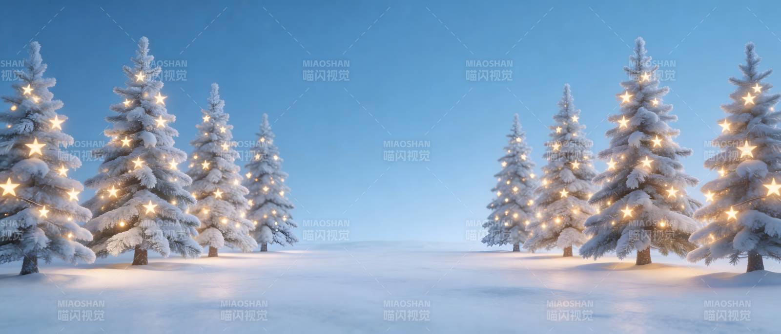 雪夜星光圣诞树图片