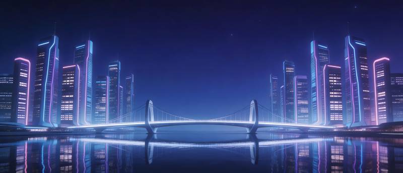 霓虹都市夜景 桥影流光图片