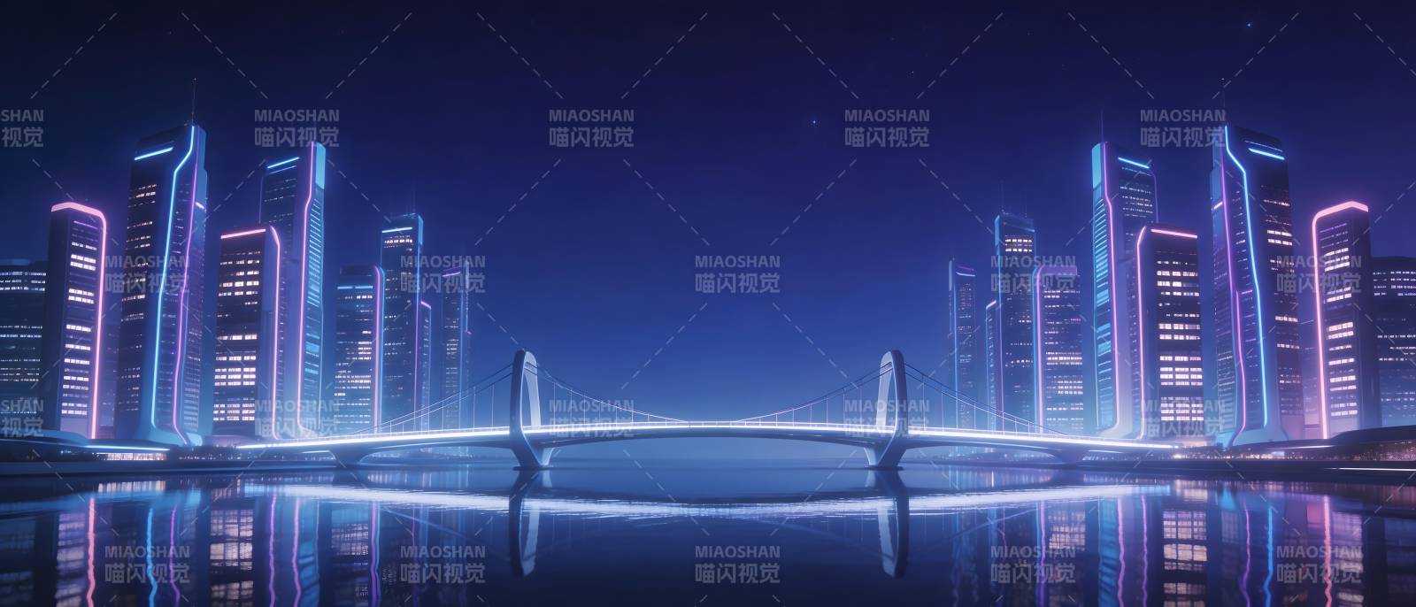 霓虹都市夜景 桥影流光图片