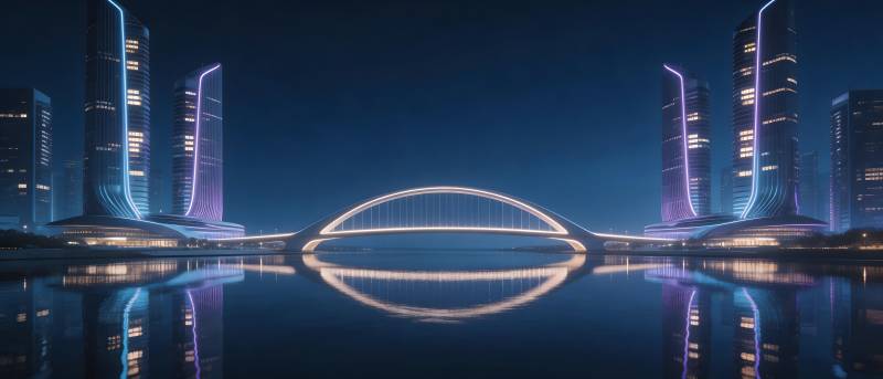 霓虹桥影 未来城夜景图片