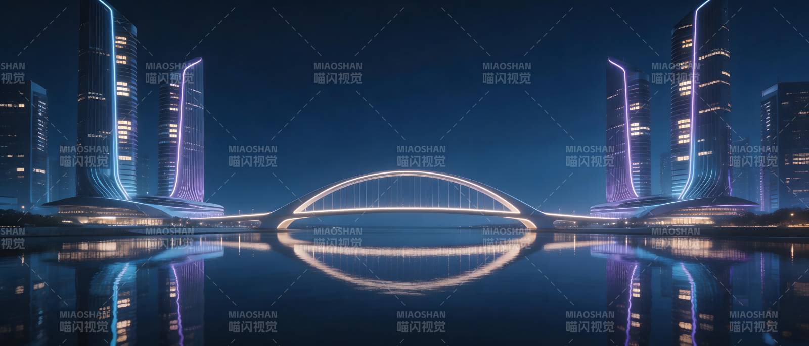 霓虹桥影 未来城夜景图片