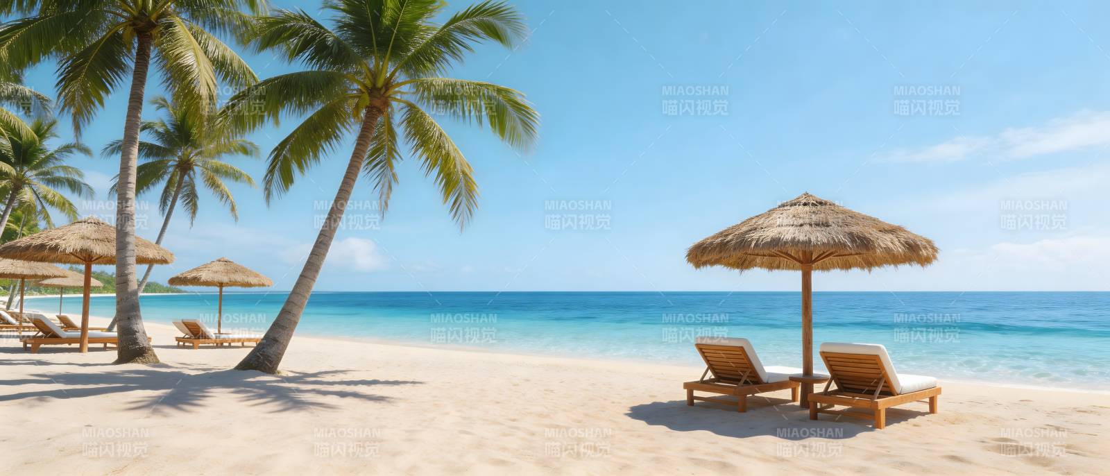 椰影沙滩 海天一色静享图片