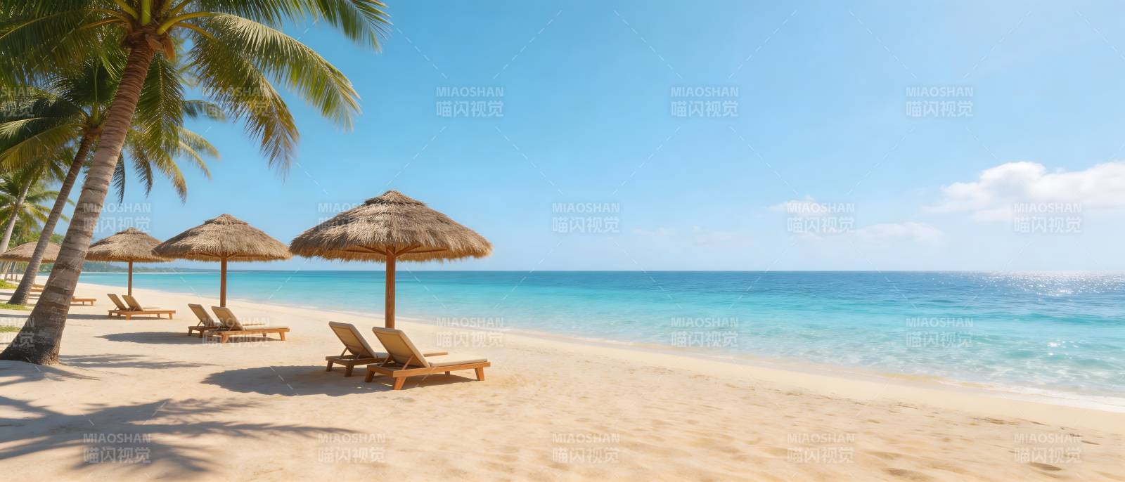 椰影沙滩 碧海蓝天度假风图片