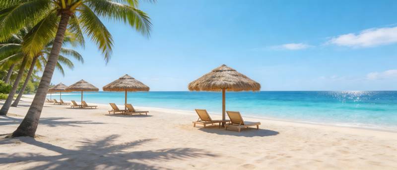 椰影沙滩 碧海蓝天度假风图片