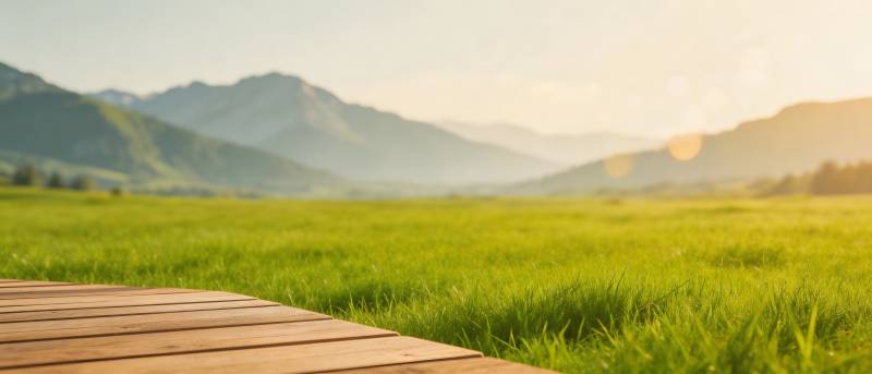 山前绿野 木台迎晨曦图片