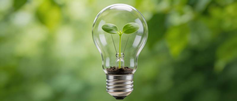 灯泡里长出绿芽 象征绿色能源图片