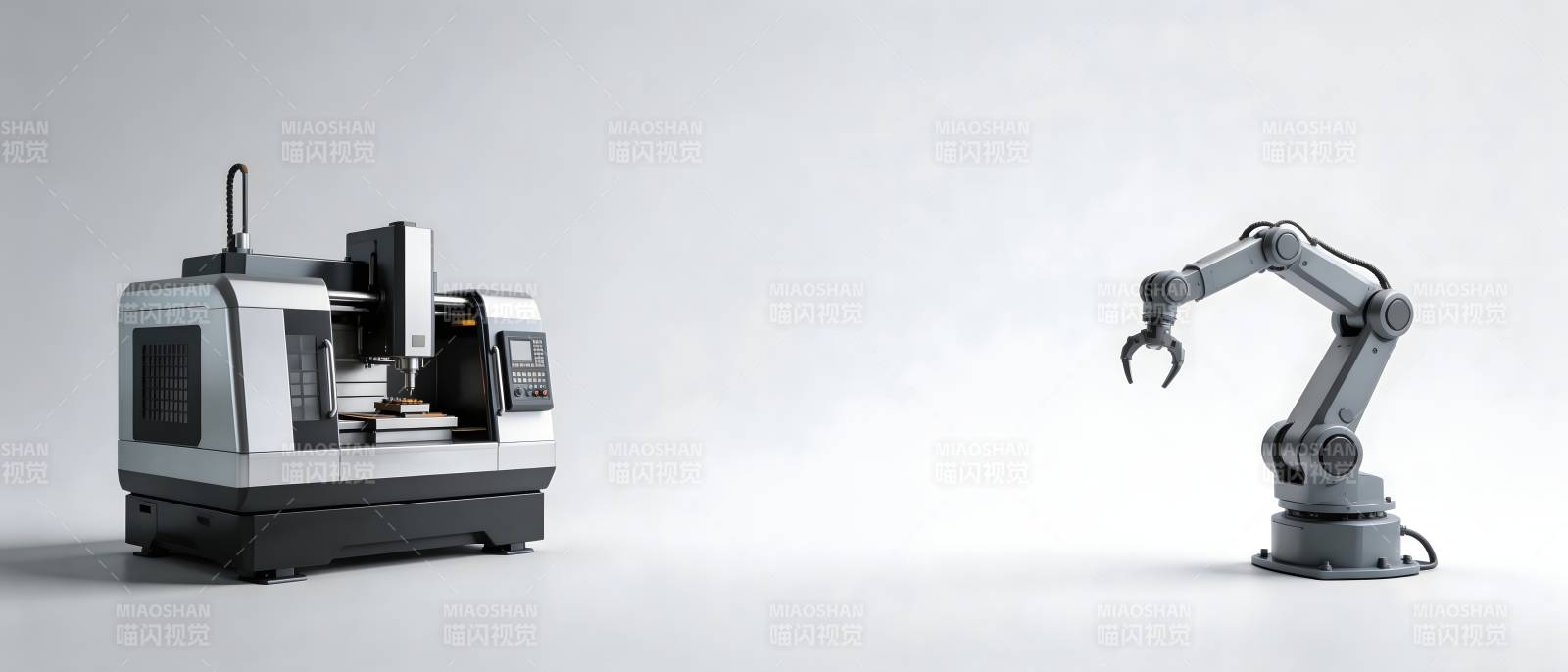 数控机床与机械臂协同作业图片