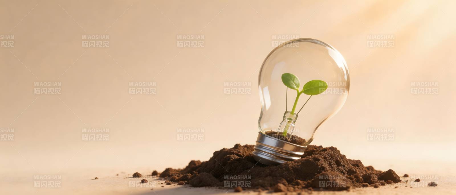 灯泡里长出绿芽 象征希望与新生图片