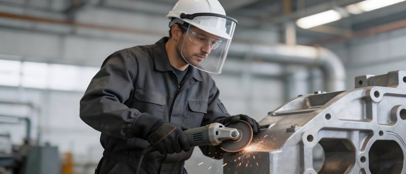 工人打磨金属件火花四溅图片