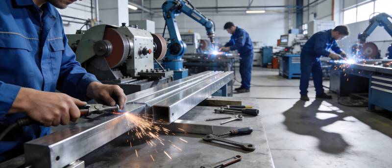 工人焊接金属火花四溅图片