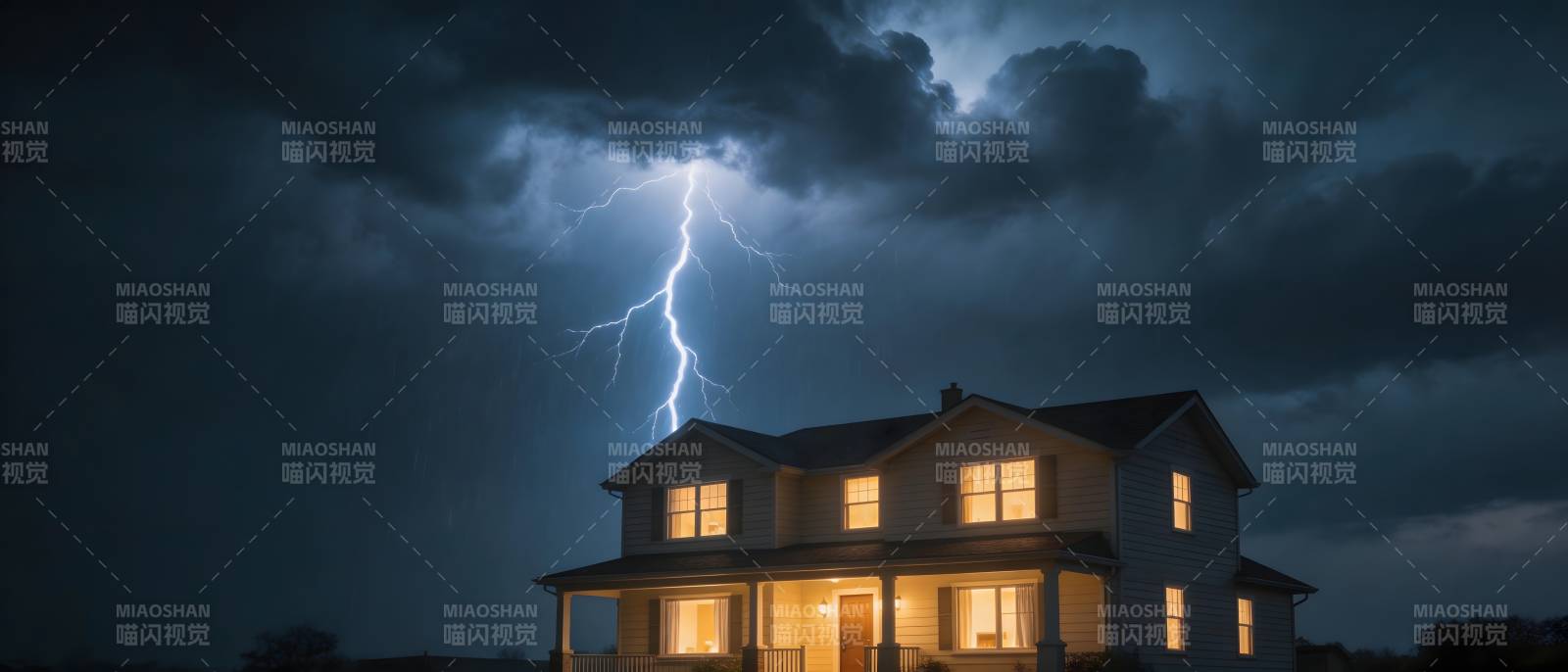 雷暴夜 亮灯小屋安然无恙图片
