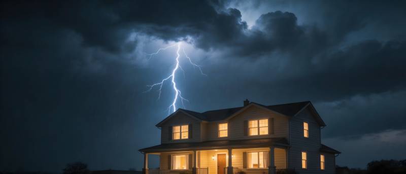 雷暴夜 亮灯小屋安然无恙图片
