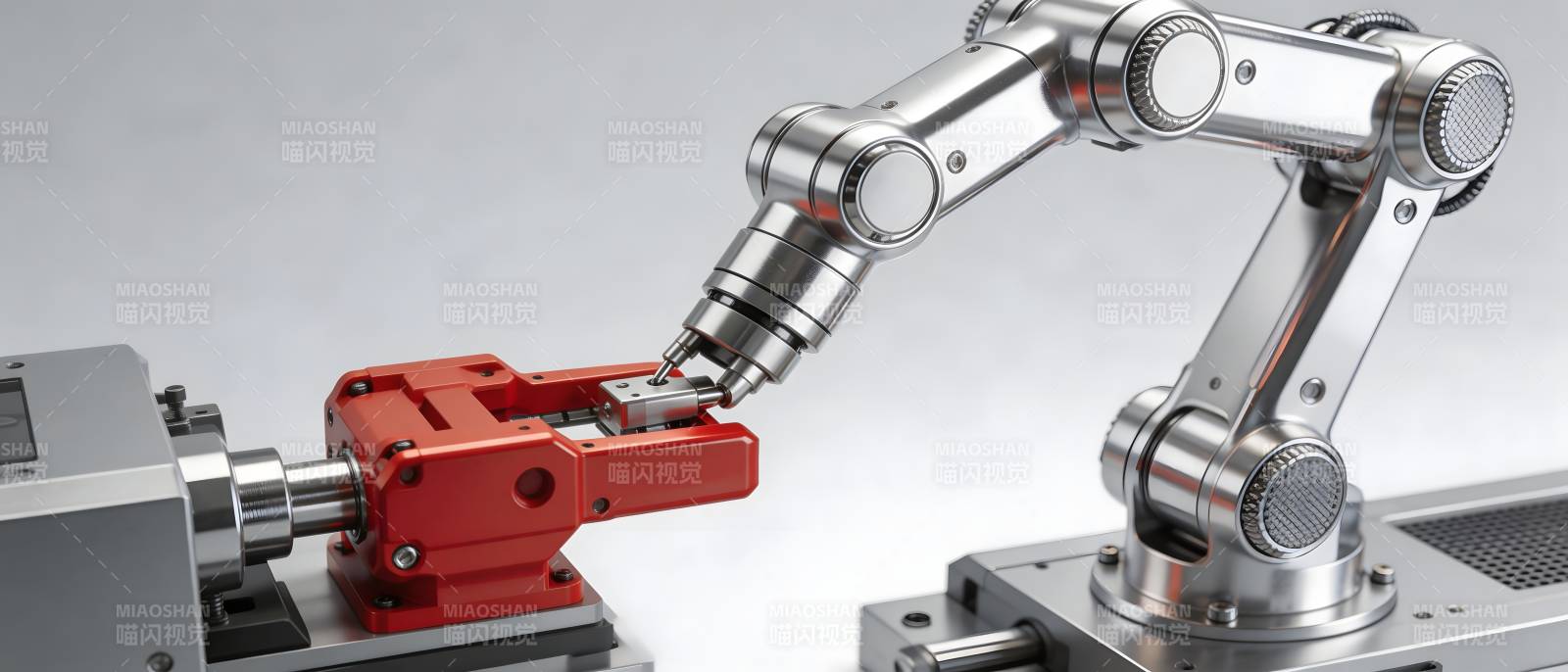 机械臂精准装配红色工件图片