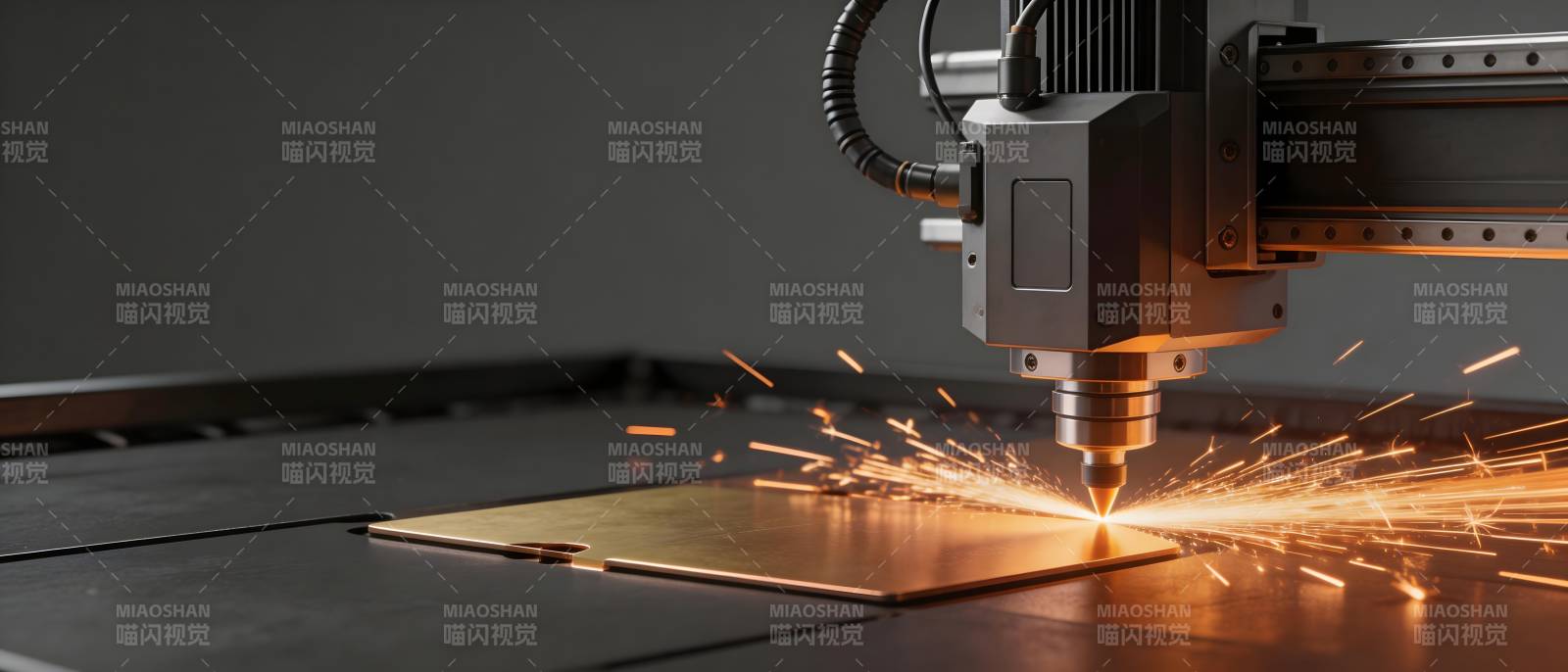 激光切割金属火花四溅图片