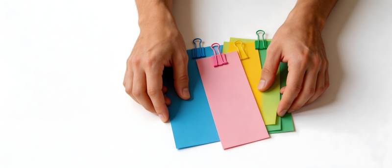 彩色便签夹 双手整理中图片