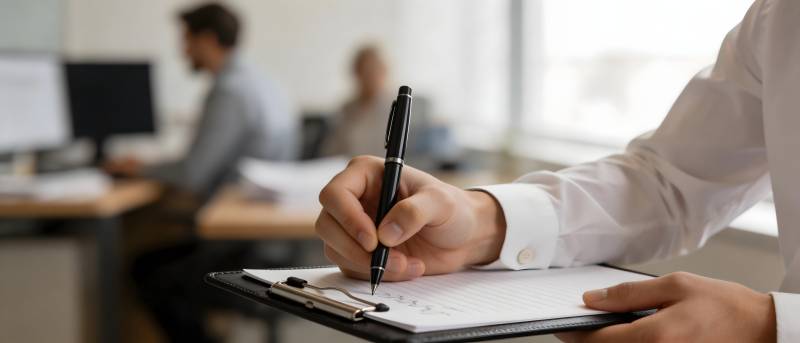 办公场景中手写记录瞬间图片