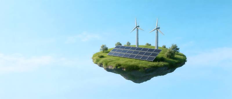 浮岛绿能 风车与太阳能板共生图片