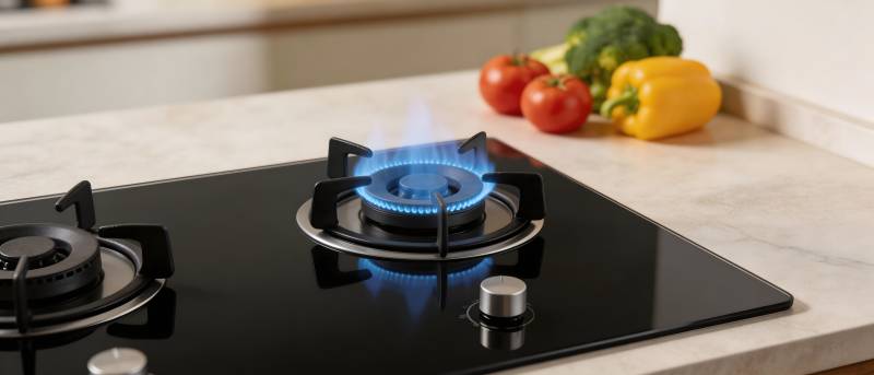 燃气灶蓝火 厨房食材待烹图片