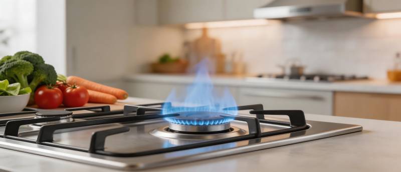 燃气灶蓝焰 厨房备菜中图片