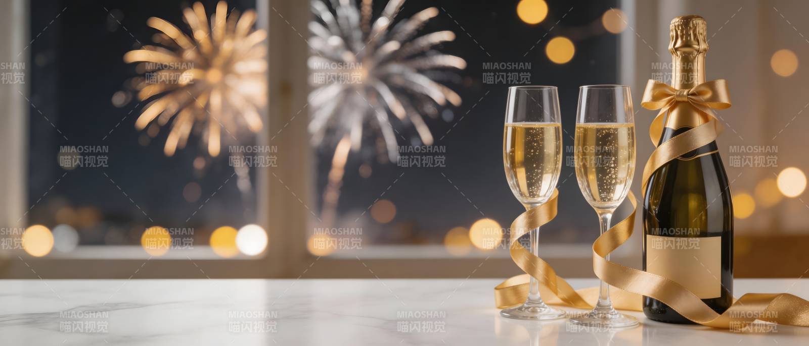 烟花夜 香槟庆新年图片