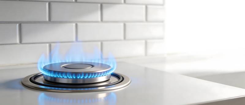 燃气灶蓝色火焰特写图片