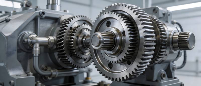 精密齿轮传动系统特写图片