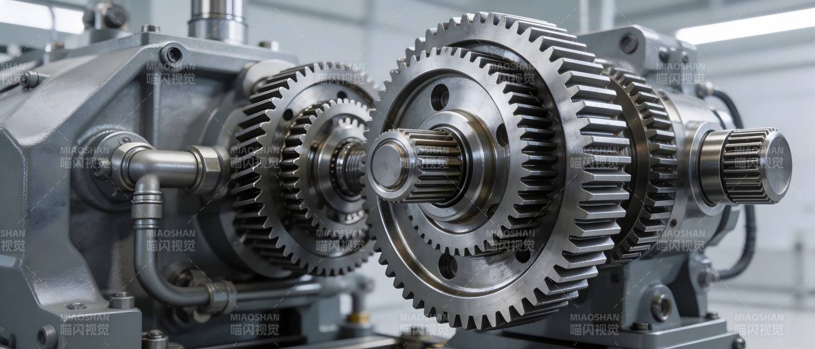 精密齿轮传动系统特写图片