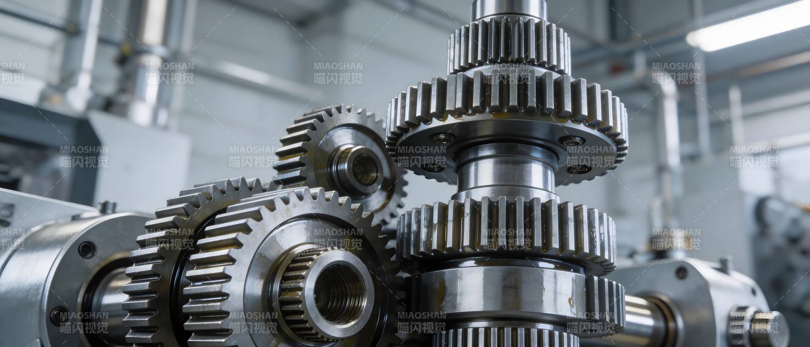 精密齿轮传动系统特写图片