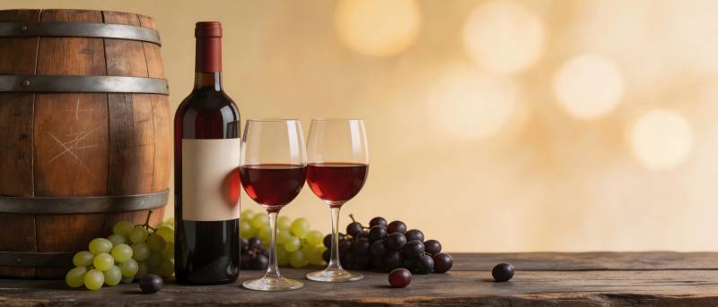 红酒配葡萄 木桶伴醇香图片