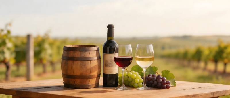 葡萄美酒伴田园风光图片