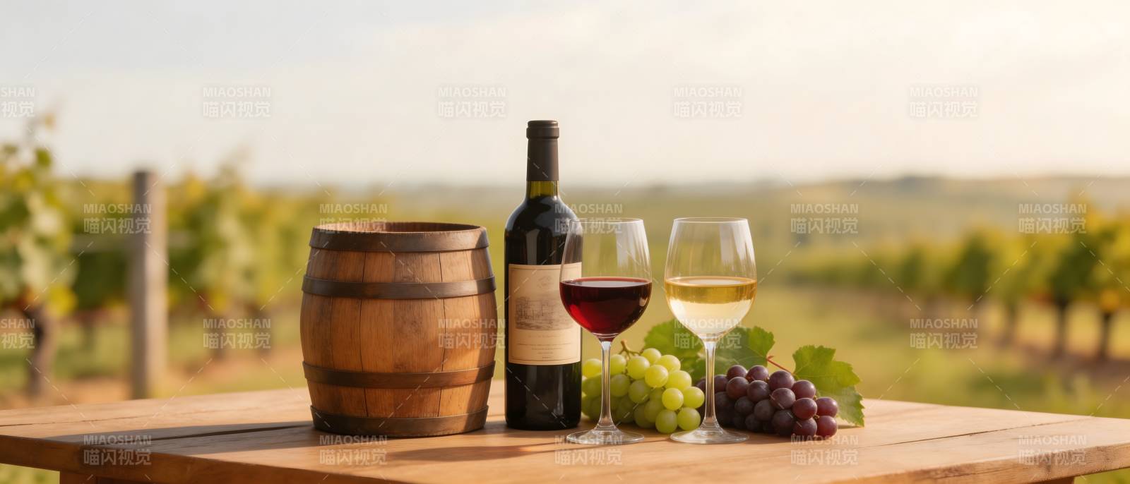 葡萄美酒伴田园风光图片