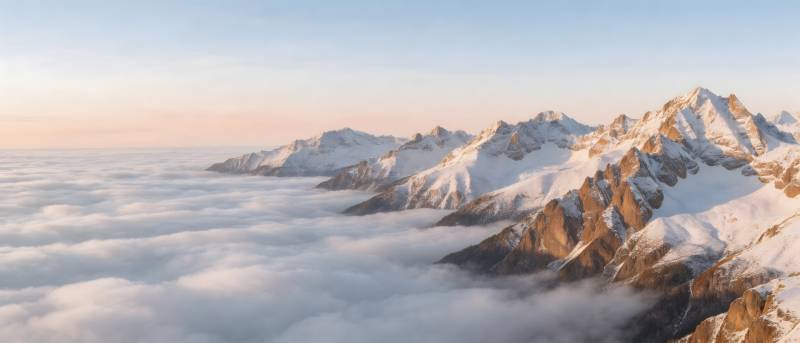 雪山云海 晨曦初照图片